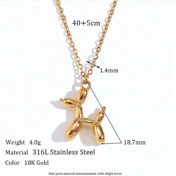 Silver Balloon Dog Pendant Necklace - Picture 4 of 5